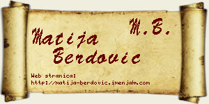 Matija Berdović vizit kartica